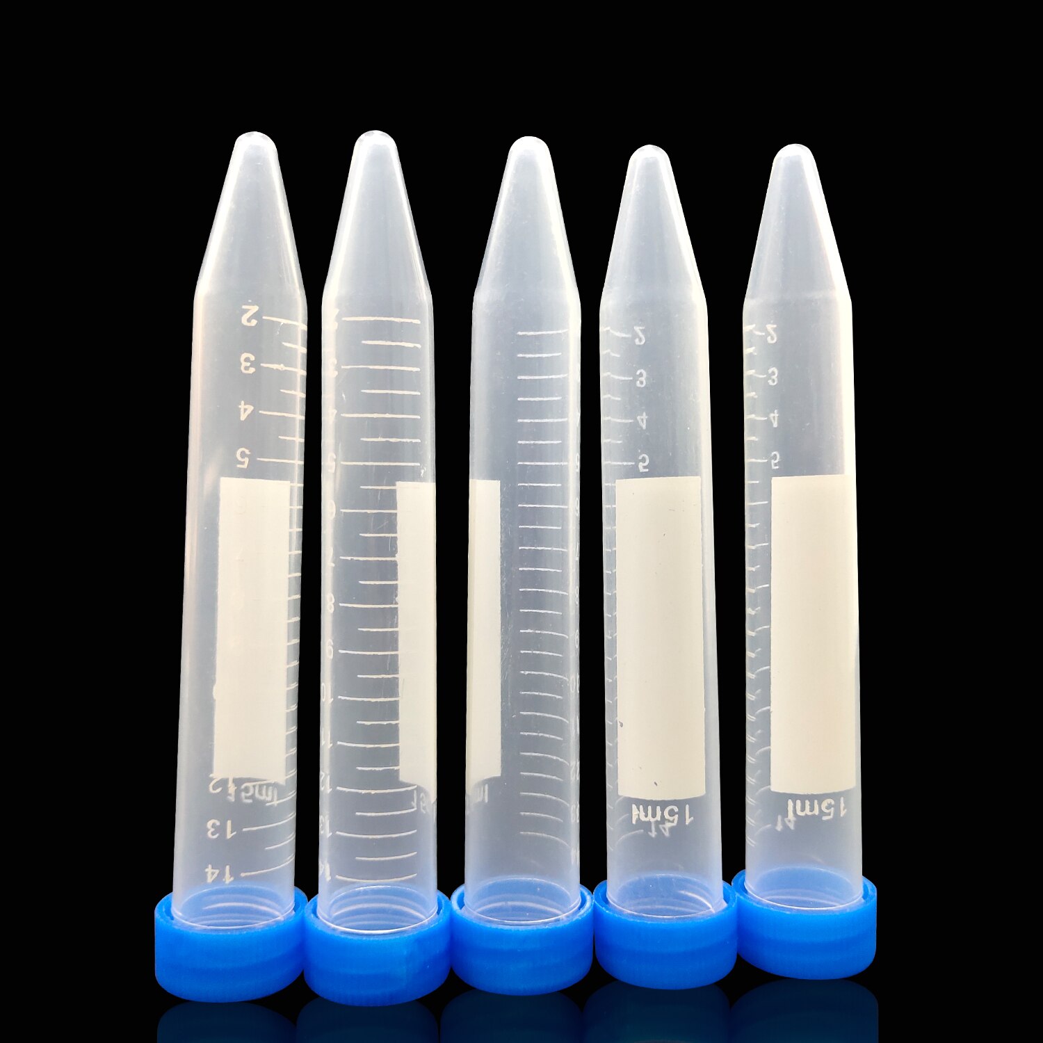 15ml Plastic Centrifuge Tubes, Conical Bottom, Graduated Marks, Blue Screw Cap, Pack of 100pcs