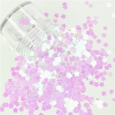 Ultradunne Bloem Pailletten 5Mm Roze Kersenbloesems Vorm Losse Pailletten Huisdier Pailetten Voor Nails Art Manicure Bruiloft Confetti 8G: ab white