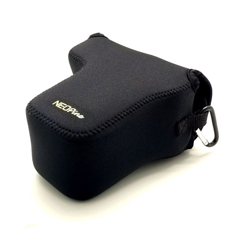 Étui pour caméra souple portable | Pour Canon EOS M50 M5 M6II M6 MarkII KISS M, housse de protection avec mousqueton, 18-150mm: Black with Carabiner