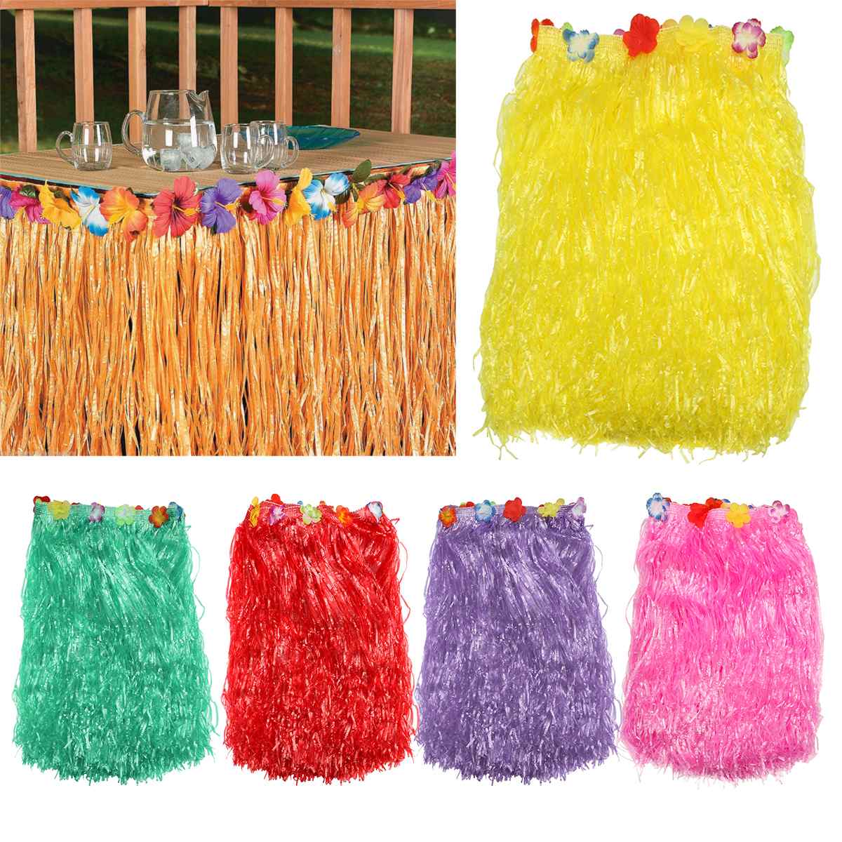 Hawaiian Picknicktafel Rok Tropical Beach Party Decoratie Tafel Rok Zomer Strand Bruiloft Banket Tuin Decoratie