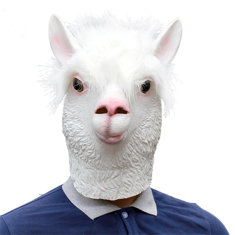 Alpaca Grappig Latex Unisex Movie Cosplay Anime kostuum Prop Volwassen Dier Party Masker voor Halloween