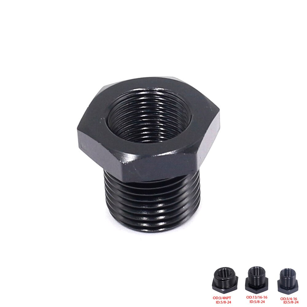 Aluminum Automotive Oil Filter Threaded Adapter 5/8-24 to 13/16-16 3/4-16 3/4 NPT Black Threaded Screw Adapter