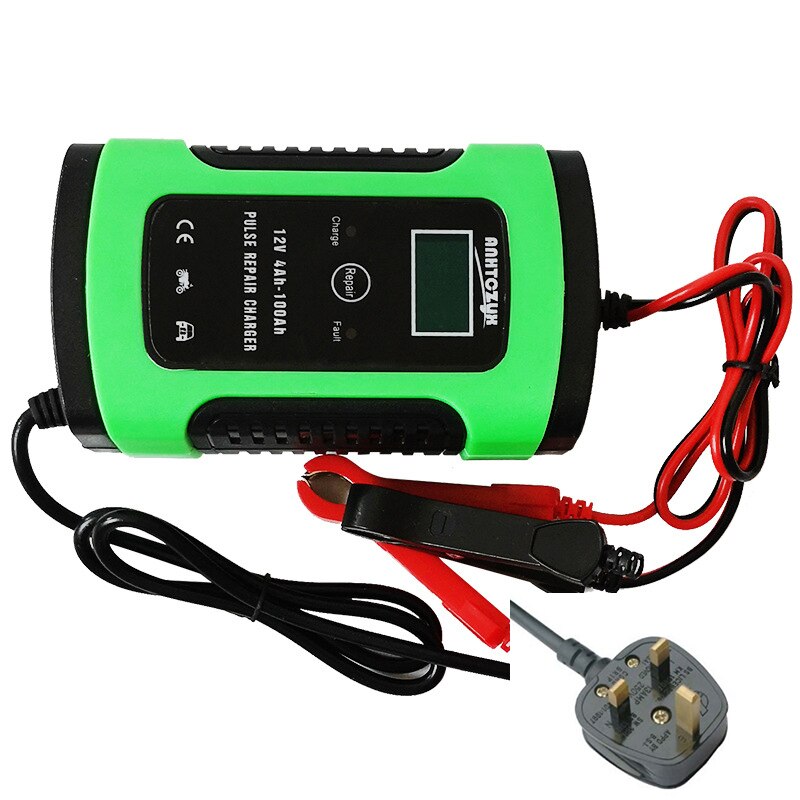 Universal Car Battery Charger 110V To 220V To 12V 6A LCD Smart Fast for Auto Car Motorcycle Lead-Acid Full Automatic Charging: UK Plug