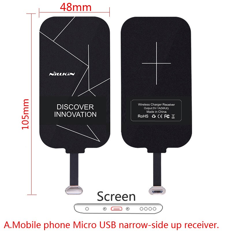 Universele Qi Draadloze Oplader Ontvanger Opladen Nillkin Magic Tags Micro Usb/Type C Adapter Voor Iphone Voor Huawei Xiaomi lg