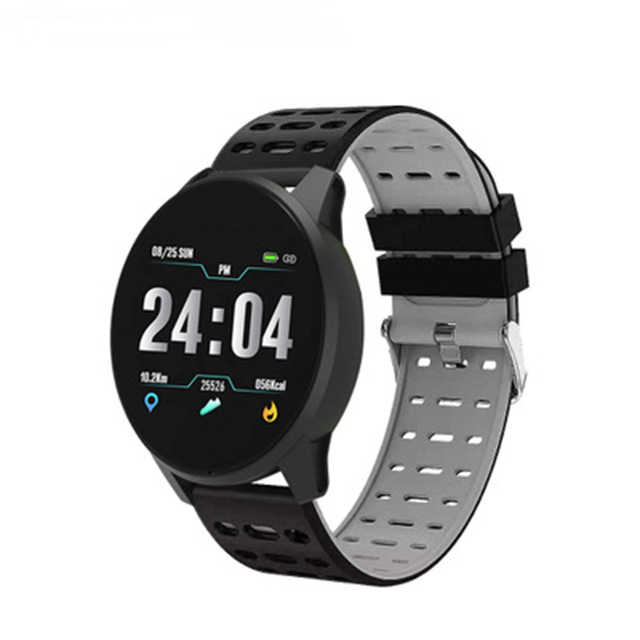 Sport smart ur mænd kvinder blodtryk vandtæt aktivitet fitness tracker pulsmåler smartwatch til android ios: Grå