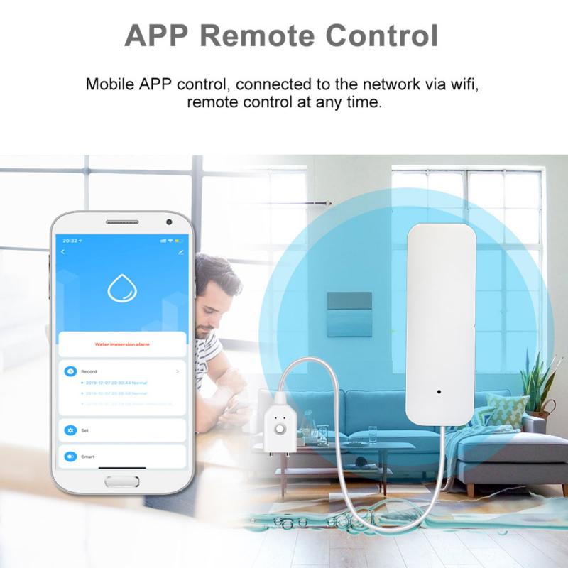 Tuya WiFi Smart Water Leakage Alarm Wireless Water Level Remote Monitor Detector Flood Alert Overflow Security Alarm System