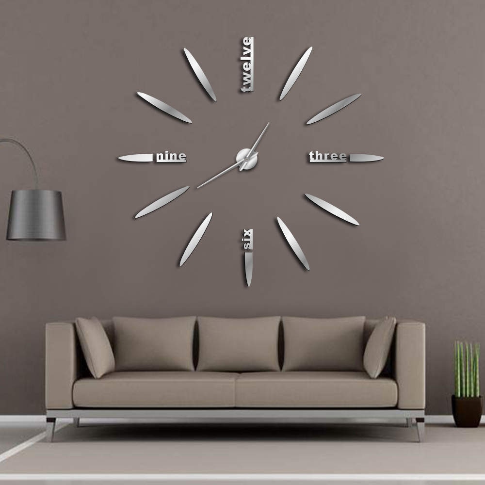 Frameless DIY Wall Clock 3D Mirror Wall Clock Large Mute Wall Stickers for Living Room Bedroom Home Decorations Big Time Clock