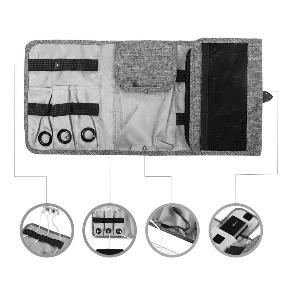 Reisorganizer tas, elektronische accessoires kabel oprolbaar opbergvak draagbare apparatuur draagtas voor oplaadsnoeren sd-kaarten