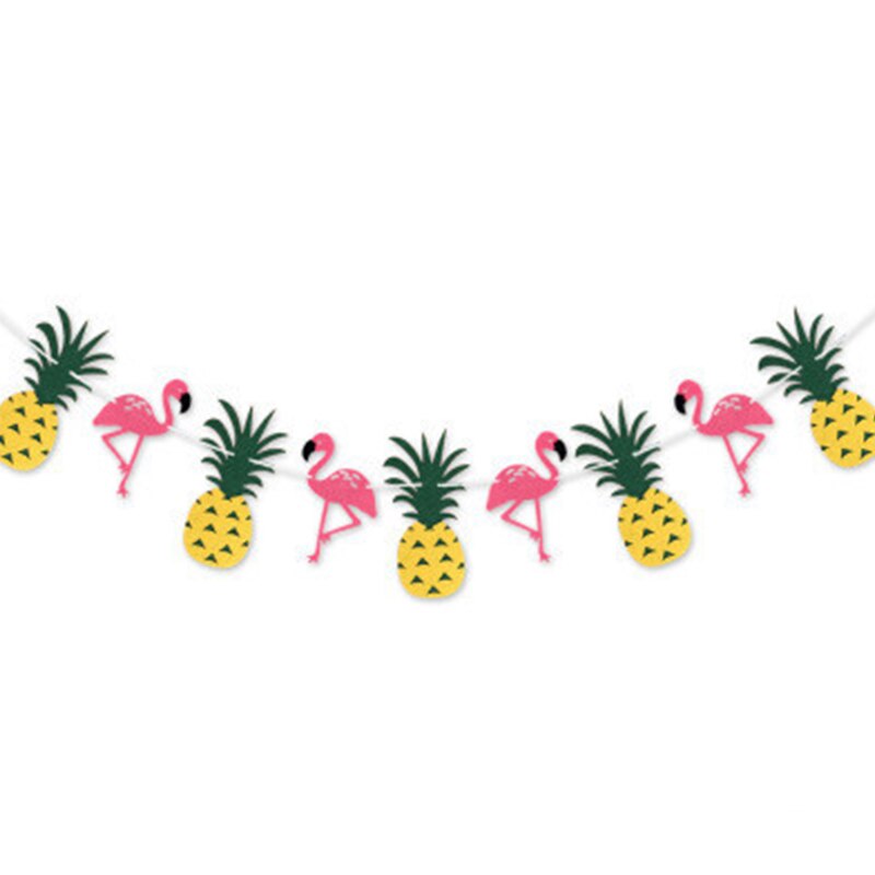 Hawaiian Tropical Party Decorations Pull Flower Bunting Pineapple Flamingo Happy Birthday Party Decor Banner Hawaii Pull Flag: Mint Green