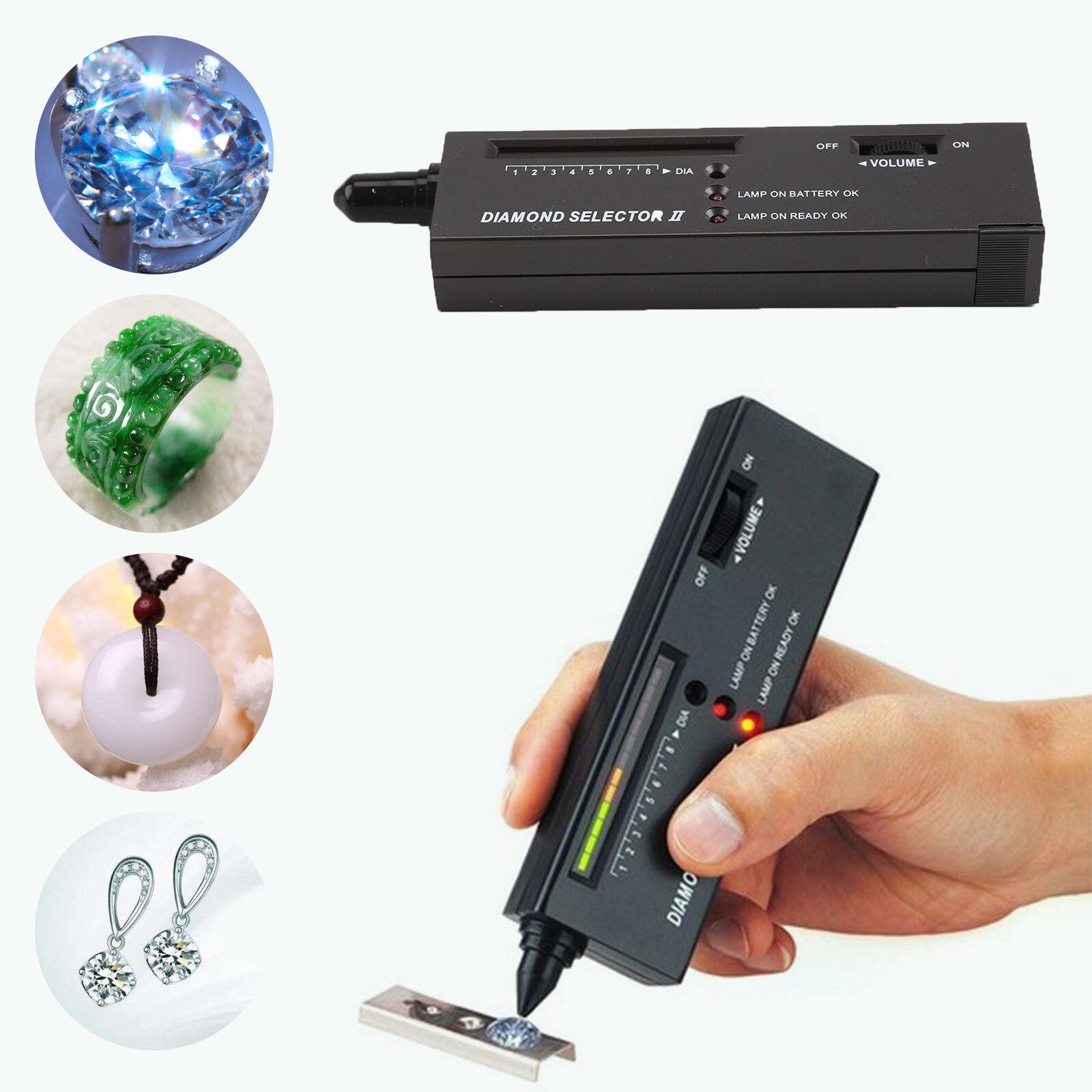 Practical Diamond Selector Diamond Hardness Tester Gemstone Selector II Gems LED Indicator Jewelry Testing Tool