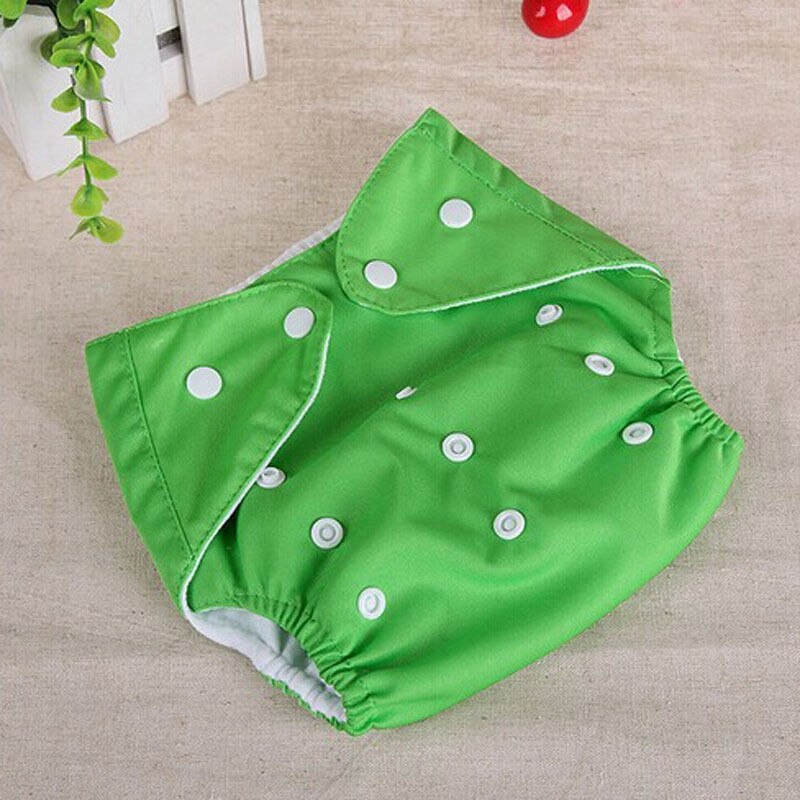 1pc justerbare genanvendelige baby drenge piger kludbleer bløde dæksler bleer, der kan vaskes: Grøn