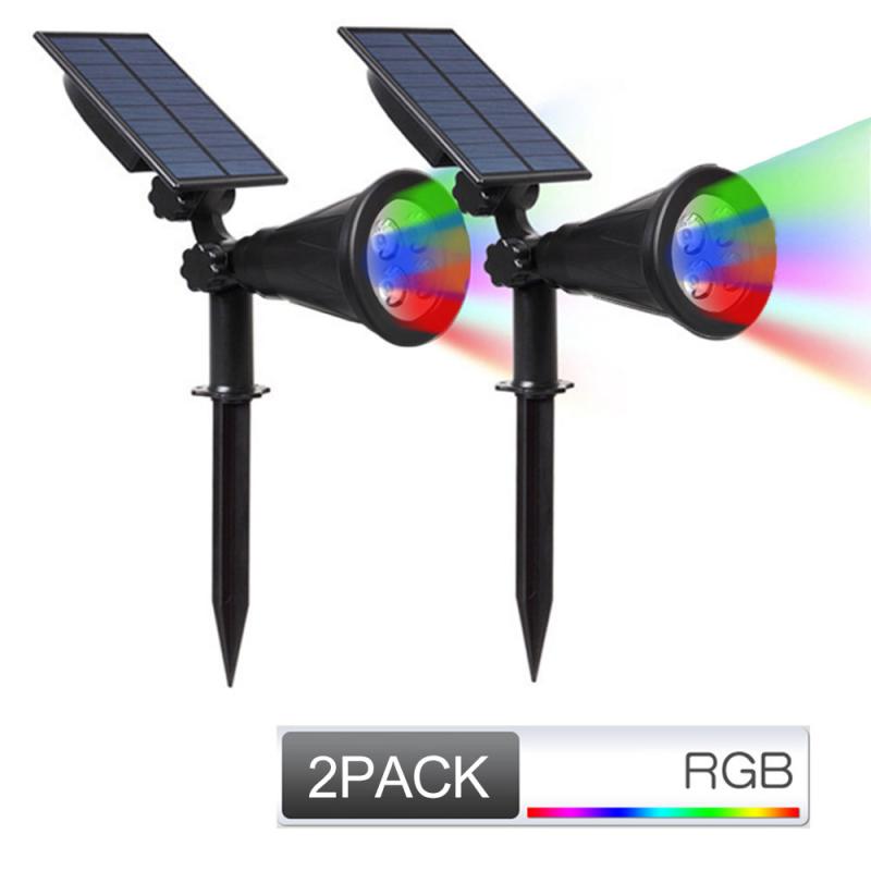 4 Lamp Bead Solar Spotlight Waterproof Landscape Ground Plug Light Outdoor Lawn Lamp Control Garden Lighting Courtyard Wall Lamp: 2pcs color