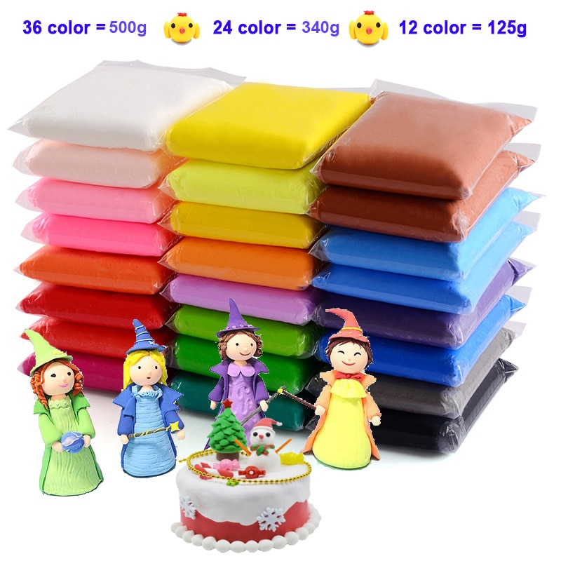 36 Color Light Clay Educational Toys Safe Colorful Air Dry Polymer Plasticine Kids DIY Fruit Cake Slime Light Soft Clay Toy