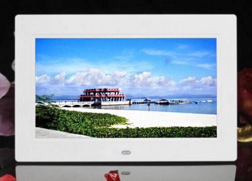 7Zoll HD LCD Digital Foto Rahmen mit Wecker Diashow MP3/4 Spieler: Weiß / EU-Stecker