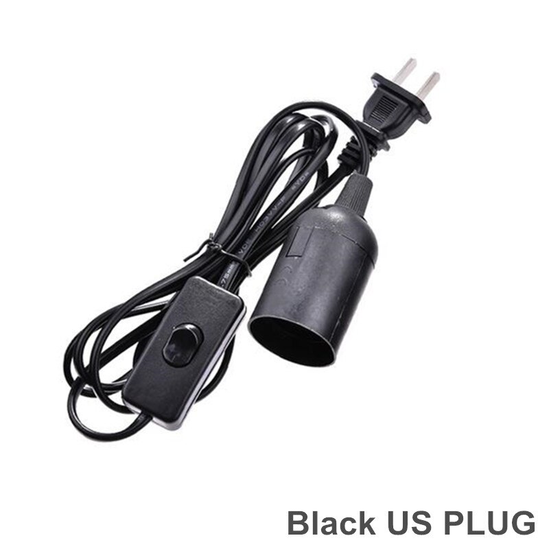 Enchufe de EE. UU., Cable de alimentación de 1,8 m, soporte de lámpara E27, Bases con interruptor, Cable para bombilla LED colgante, Conector de suspensión para lámpara colgante e27