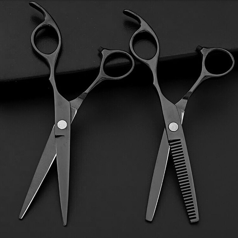 Costway 440 Steel 6 Inch Black Hair Scissors Set Cutting Barber Salon Haircut Thinning Shears Hairdressing Scissors