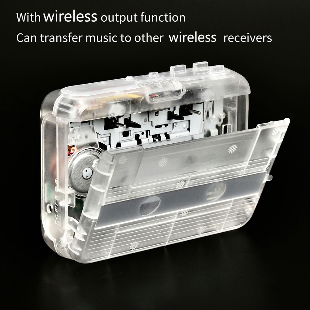Reproductor de Cassette portátil compatible con Bluetooth, Radio FM, estéreo de doble canal con reproducción automática de marcha atrás