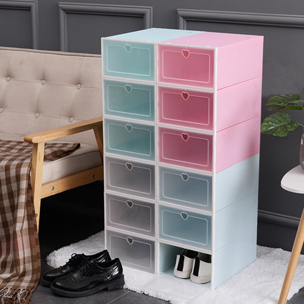 Foldable Clear Shoes Box Thickened Drawer Case Plastic Shoe Boxes Stackable Box Shoe Organizer Shoebox storage Shoe rack