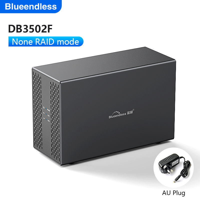 Blueendless Dual Bay Shell Heat Dissipation 3.5 USB 3.0 External Type C Dual Hard Drive Enclosure SATA Array Box HDD Server case