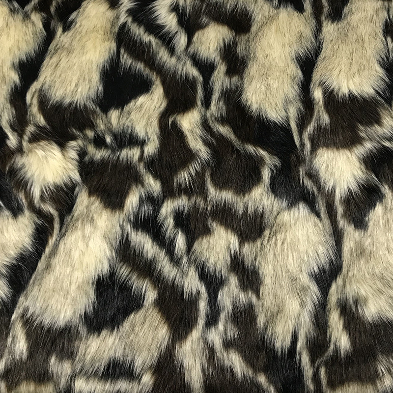 160*100cm Beige zwarte koffie jacquard kleding kunstmatige glad pluche faux fur stof voor jas vest fausse fourrure tissu