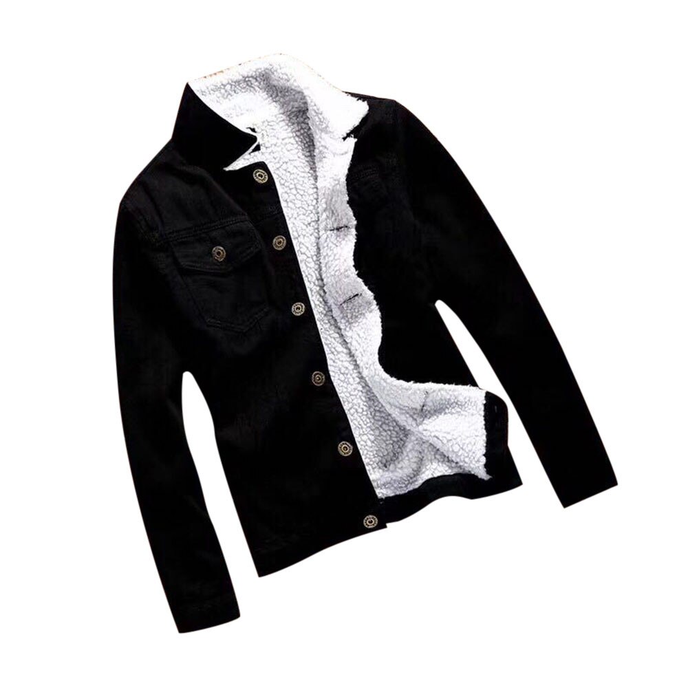 Femmes veste en jean avec fourrure femmes automne hiver veste en jean bouleversé veste Vintage à manches longues en vrac jean manteau Outwear # L25: Black / XXXL