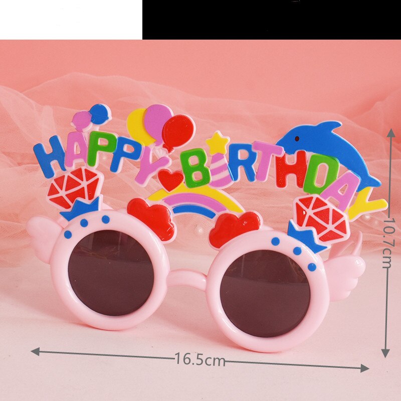 Grappige Verjaardag Bril Dolfijn Ballon Creatieve Kinderen Happy Birthday Party Cake Decoratie Plug-In Taart Jurk Up Ornamenten: 9