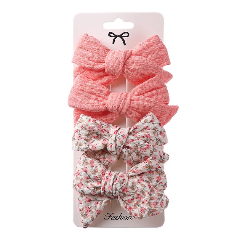 Pinzas para el pelo para niña, ganchos de algodón para bebé, accesorios bohemios, horquilla bonita para niña, 4 unids/set por juego: 7