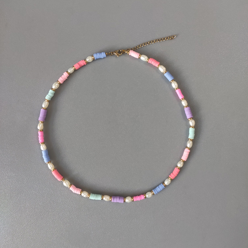 Feminino requintado pequeno colar de pérolas de água doce artesanal ajustável frisado gargantilha moda boêmio jóias presentes atacado: MÚLTIPLO
