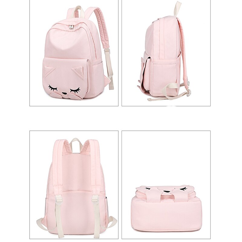 Bolso escolar de gato Rosa bonito para mujer, mochila de viaje a prueba de agua de Corea para estudiante, mochila para computador portátil linda de nailon