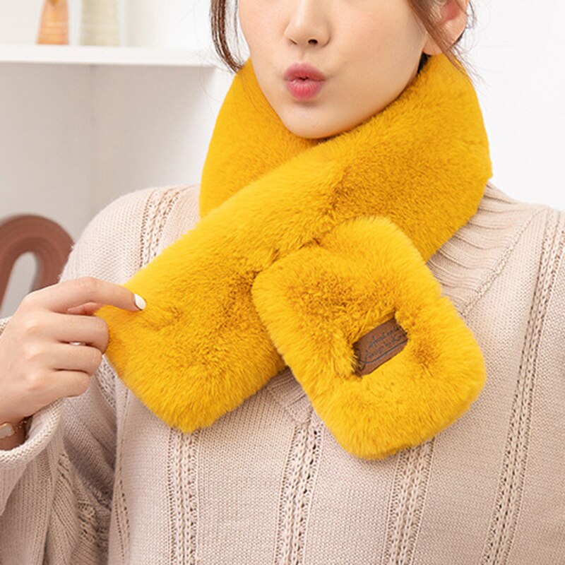 Bufanda de cuello para mujer, bufanda cruzada de felpa, encogimiento de hombros para otoño e invierno, abrigo, vestido, XIN: Turmeric
