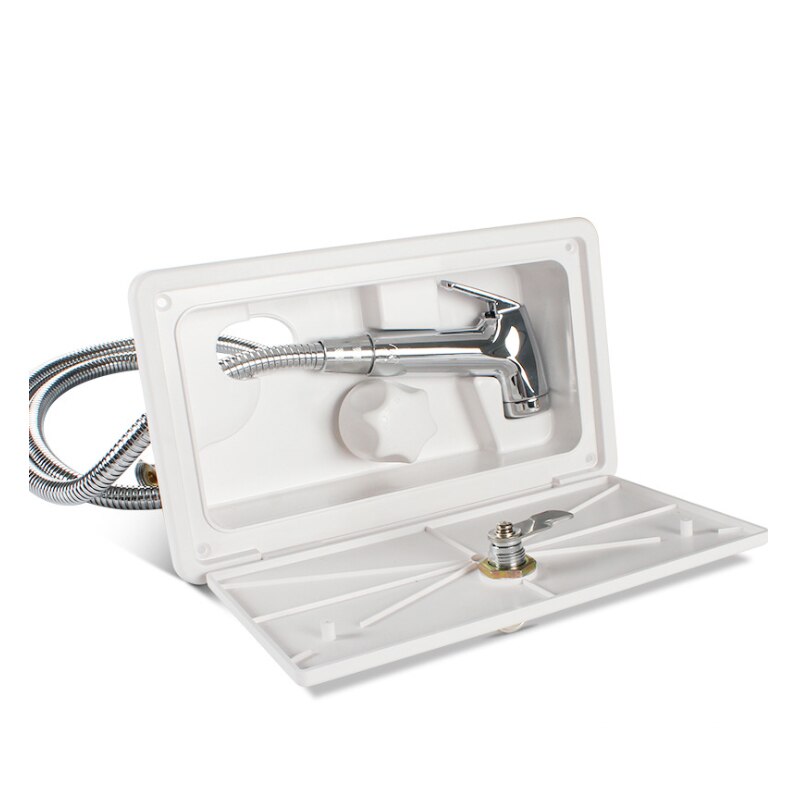1 einstellen RV Dusche Kasten Bausatz Stiefel Marine Wohnmobil Dusche Schlauch Wohnmobil Wohnwagen Zubehör Mit Sperre Externe Umfasst Dusche Wasserhahn: Weiß