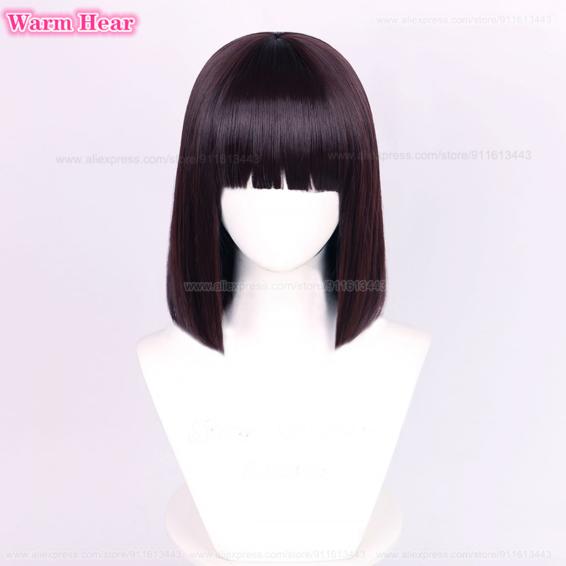 Yosano Akiko Synthetic Wig Anime 30cm Purple Black Bob Cosplay Wig And Headwear Heat Resistant Party Wigs + Wig Cap