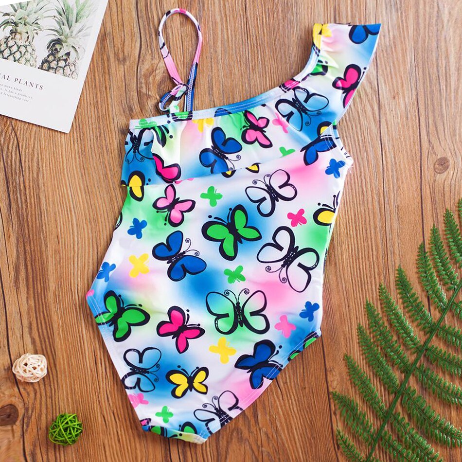 RAISEVERN Girls' Swimsuit - Funny 3D Print One-Piece For Beach & Pool, Ages 3-12 Years