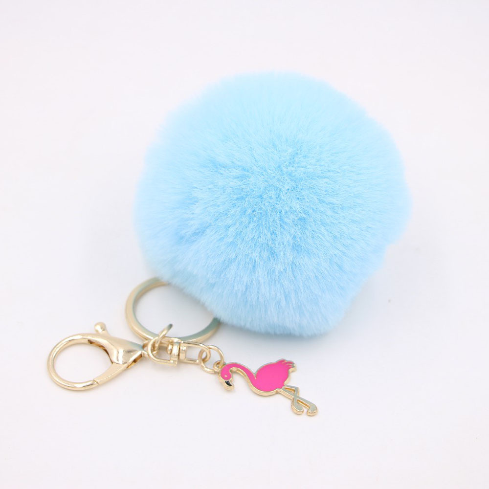 Porte-clés pompon moelleux, porte-clés flamant rose, couronne en peluche, joli porte-clés beurre en peluche, ornement pendentif pour sac à main, rose: Rouge / Black