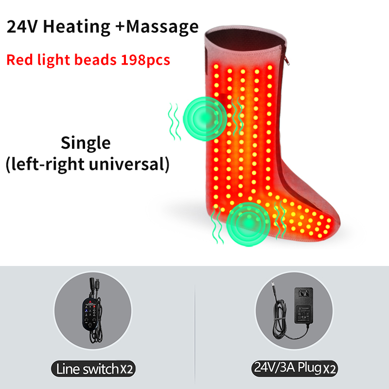Red Light Heated Wrap Leg Boots/Stiff Toes/Varicose Veins/Boosts Blood Flow/Foot Massager with Adjustable Tightness/Home Use: MULTI / US Plug