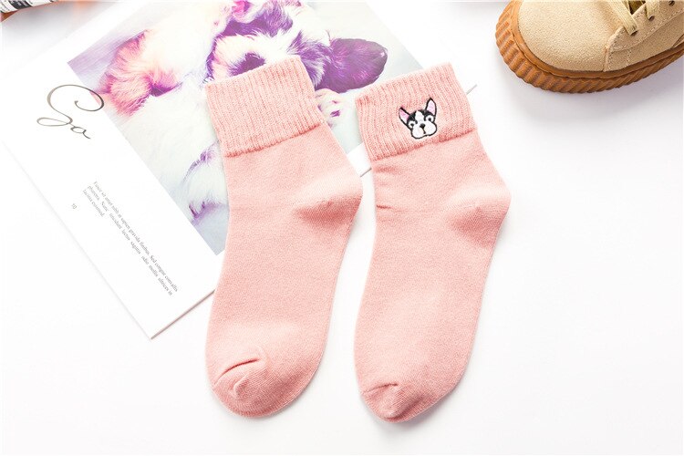 Color Thick And Warm Casual Socks Cartoon Animal Dog Socks Autumn And Winter Socks Womens Girls Woman Sox 1 Pair Kawaii Socks: C5