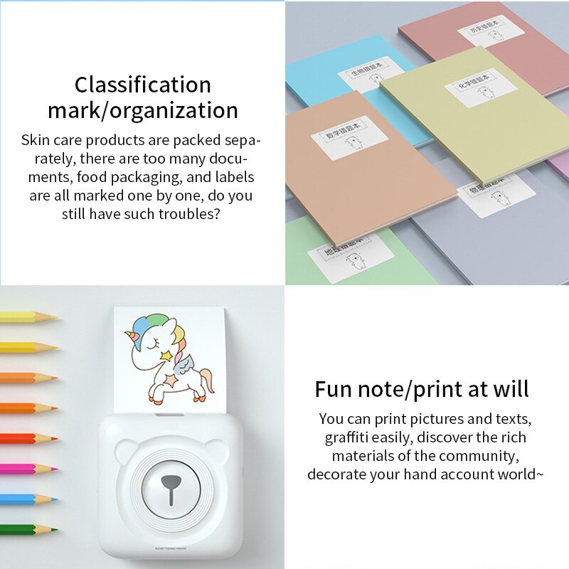 6 Rolls Sticker Papier Printer Papier Zelfklevende Afdrukken Langdurige Thermisch Papier Draagbare Praktische Student School