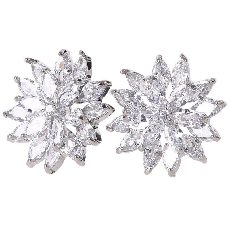 5 stk 21mm rhinestone blomsterknap med løkke smykker metal udsmykninger til diy bryllup broche dekoration tilbehør