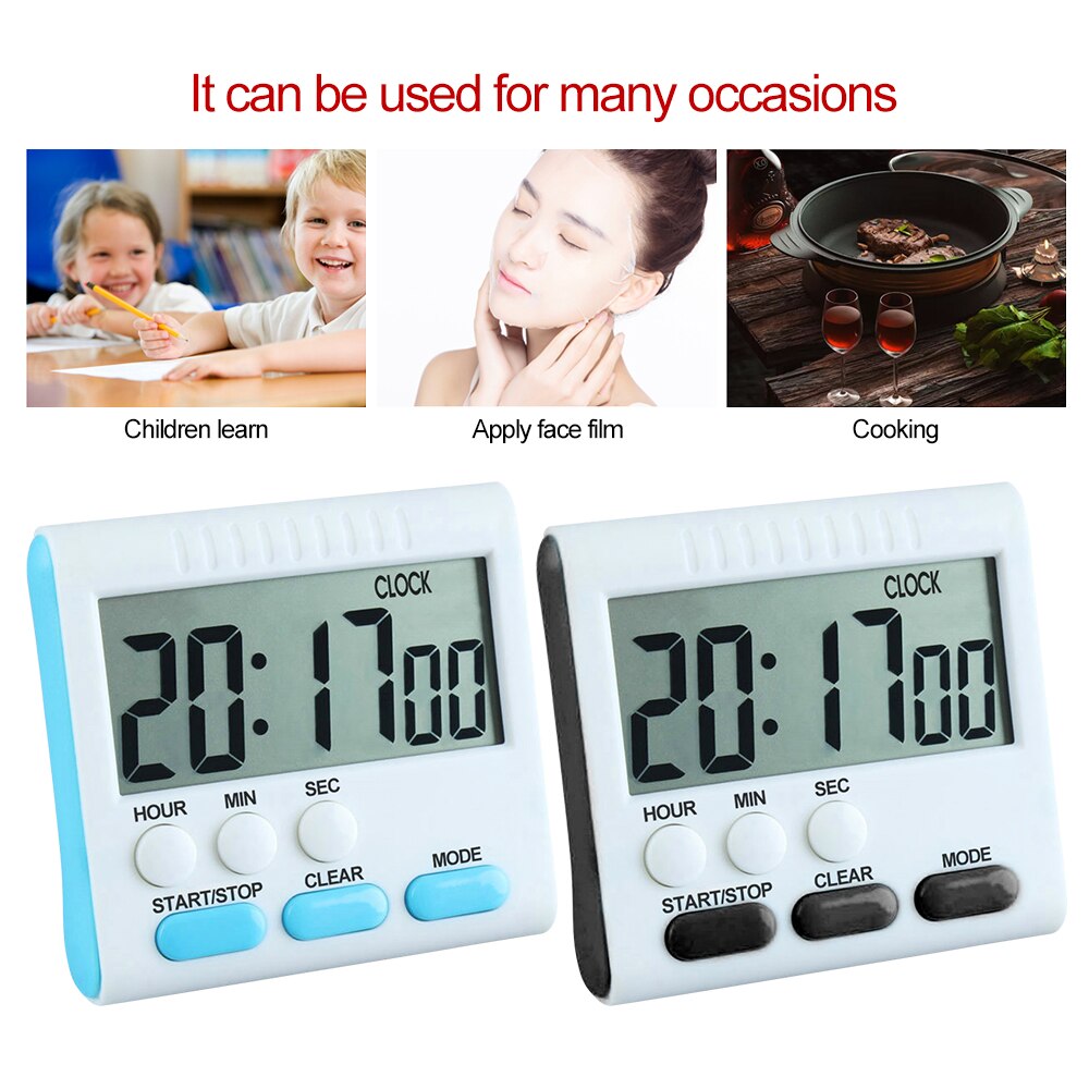 1pcs Magnetic Large LCD Digital Kitchen Timer With Loud Alarm Count Up& Down Clock To 24 Hours Kitchen Timing Tools