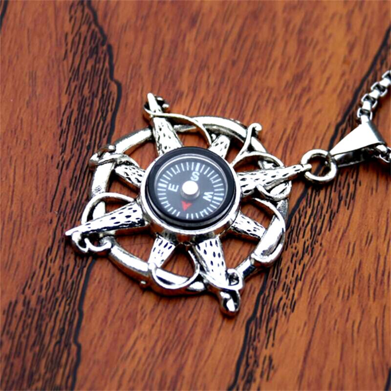 Trendy Navy Kompas Hanger Ketting Mannen 60Cm Lange Ketting Vrouwen Sieraden Vriendschap