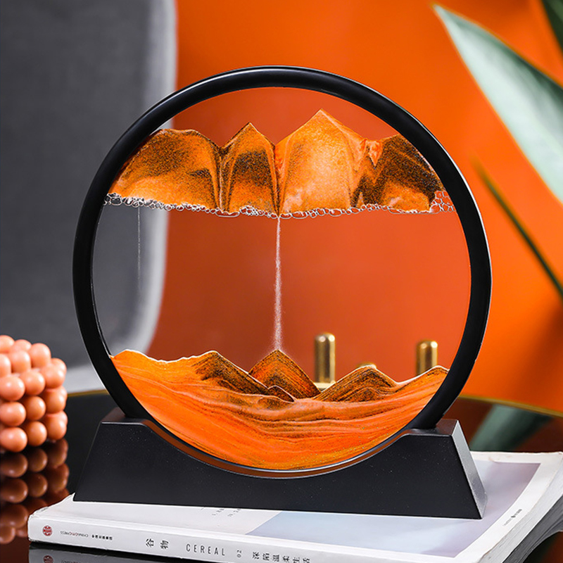 3D Bewegende Zand Kunst Foto 5/7Inch Zandloper Art Schilderen Diepzee Sandscape Vloeiende Zand Frame Rechthoek Ronde glas Home Decor