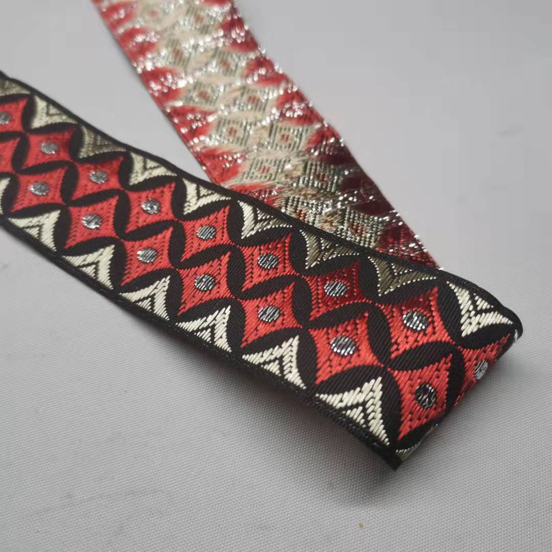 Big Jacquard Shimmer Woven Ribbon Stripe Ethnic Belt 9 Yards Dog Webbing DIY Trim: 3