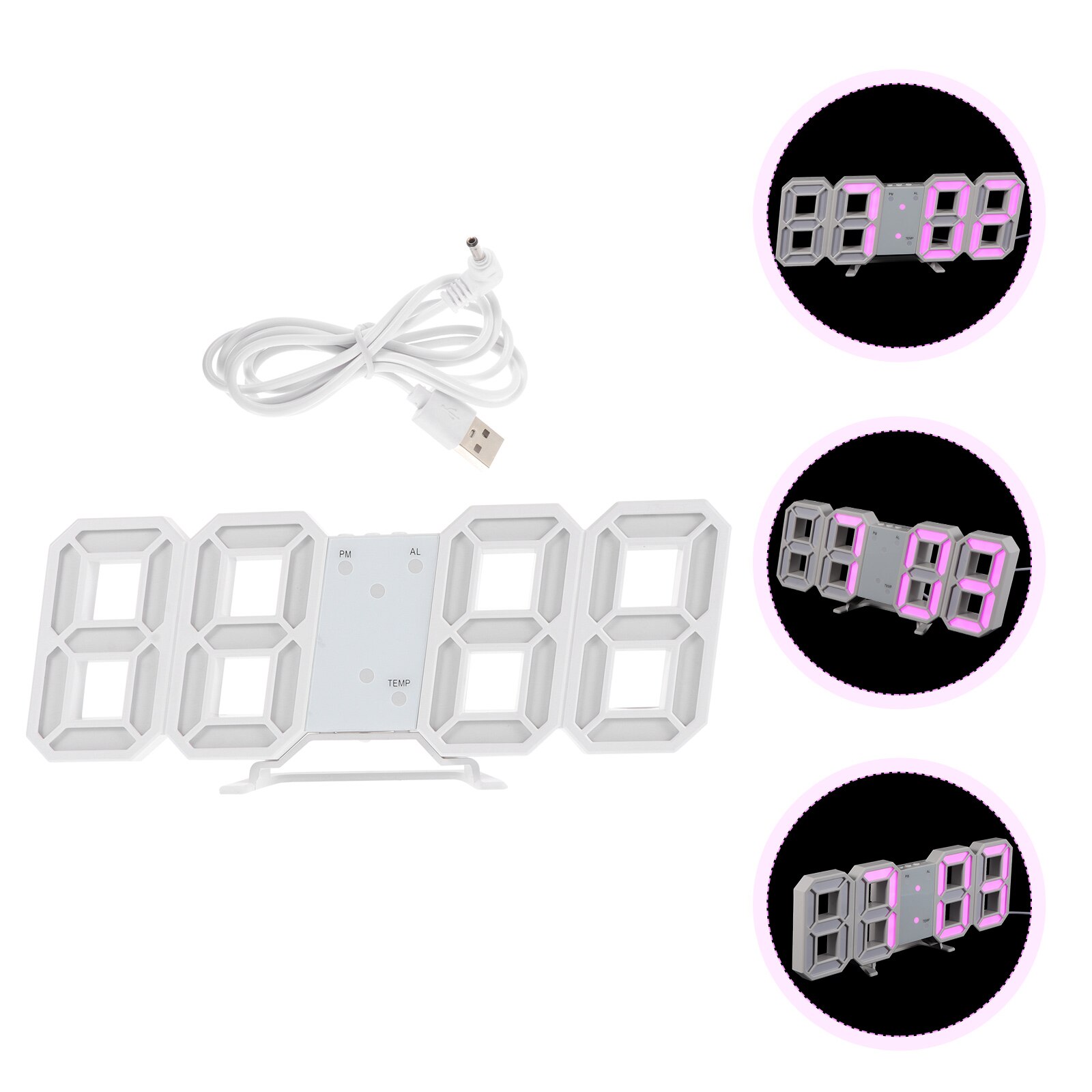 1Set Wall Hanging LED Clock Home Office Wall Clock 3D Digital Clock Pendant