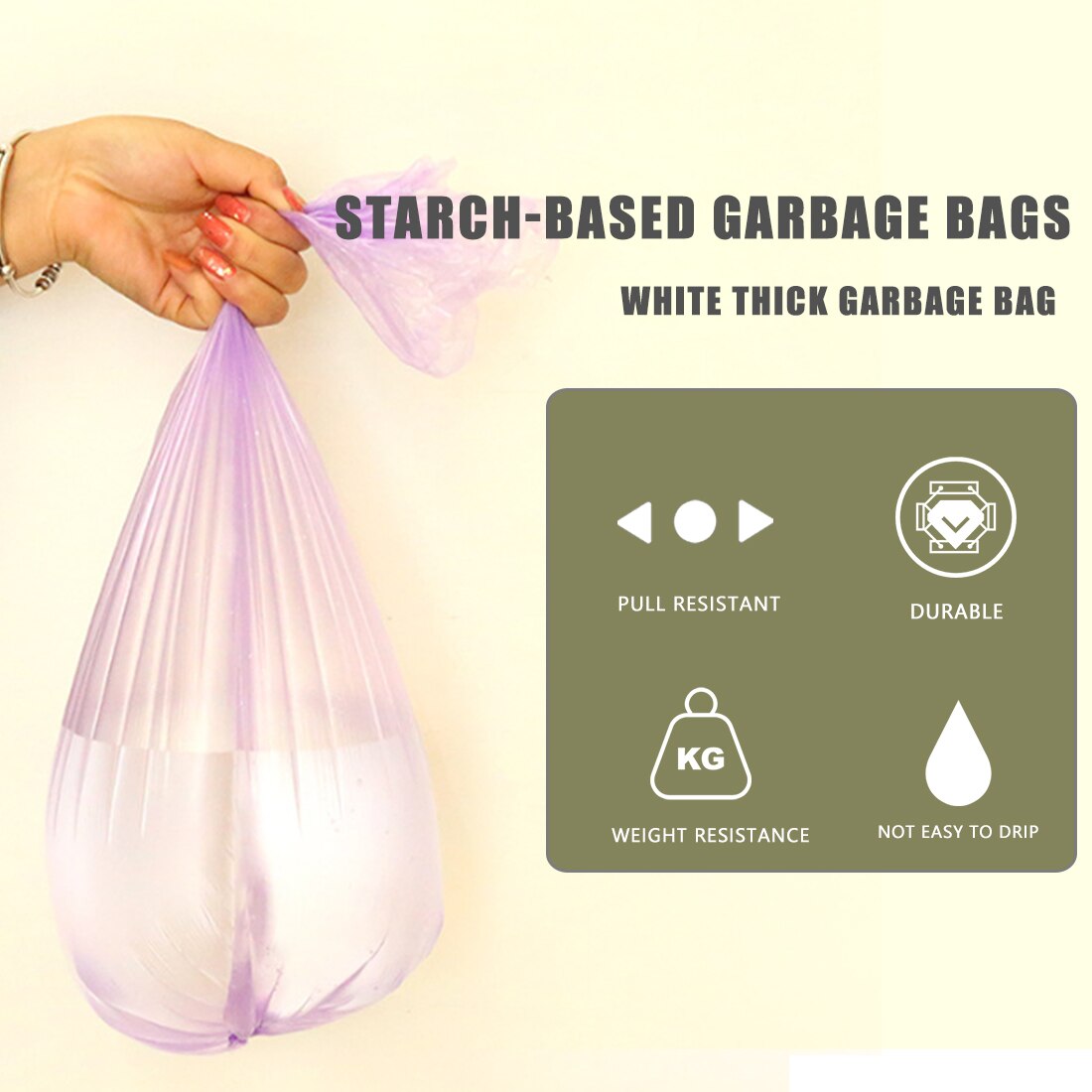 Max Load 5kg Home Disposable Garbage 5 Roll Disposal Trash Bag Breakpoint Cleaning Bag Rubbin Junk Bag Organizer Waste Bag