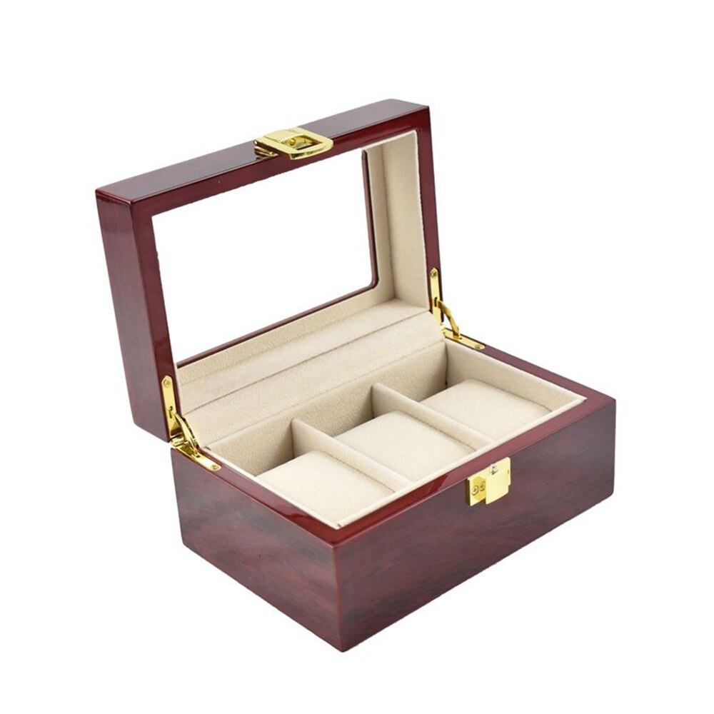 Watch Box Watch Organizer 12 Grids Wooden Watch Storage Case Display Storage Box Jewelry Collection Organiser Holder D30: 3 Grids