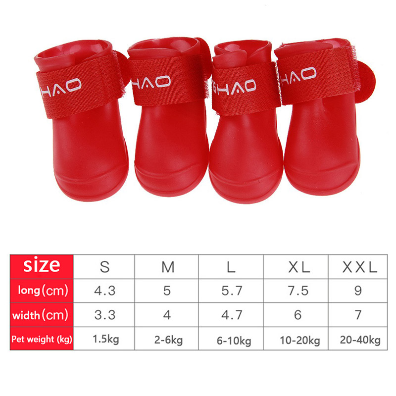 Botas de goma antideslizantes para mascotas, impermeables, para perros pequeños, medianos y grandes, zapatos para exteriores, botines para perros, accesorios para mascotas, 4 Uds.
