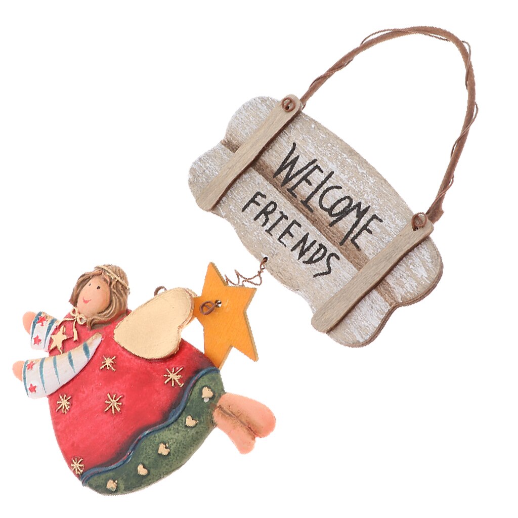 Cute Hanging Ornaments Wood Sign Welcome Sign Resin Angle Pattern Door Hanging Welcome Wall Plaque for Home Bar Cafe Decor: B