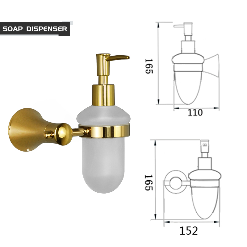 Bathroom Accessories Paper Holder Soap Shelf Towel Rack Toilet Brush Holder Towel Holder Hooks Brass Gold Bathroom Hardware Set: Soap Dispenser
