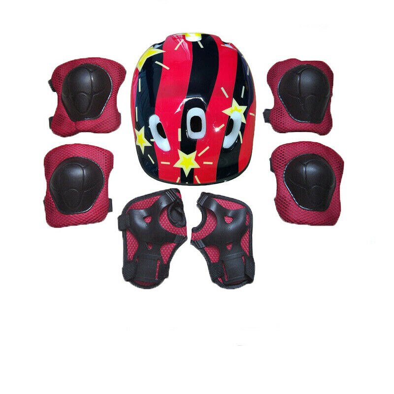 7PCS/set Children's Scooter Bike Helmet Knee Pads Elbow Pads Wrist Support Boys Girls Kids Knee & Elbow Pad Set For Cycling