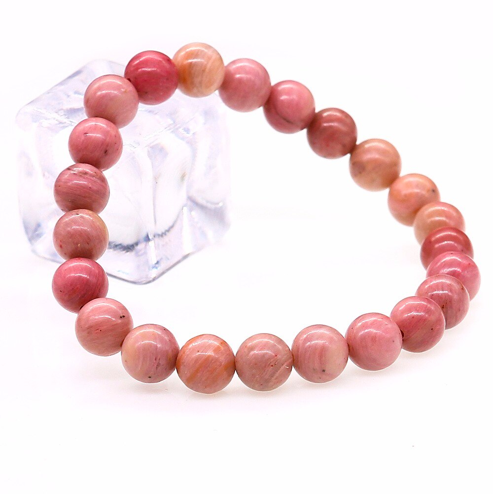 Natural Rhodochrosite Stone Bracelet Stretch Stacking Yoga Bracelet 8MM Round Ro'se Beaded Women Jewelery Healthy Bangle